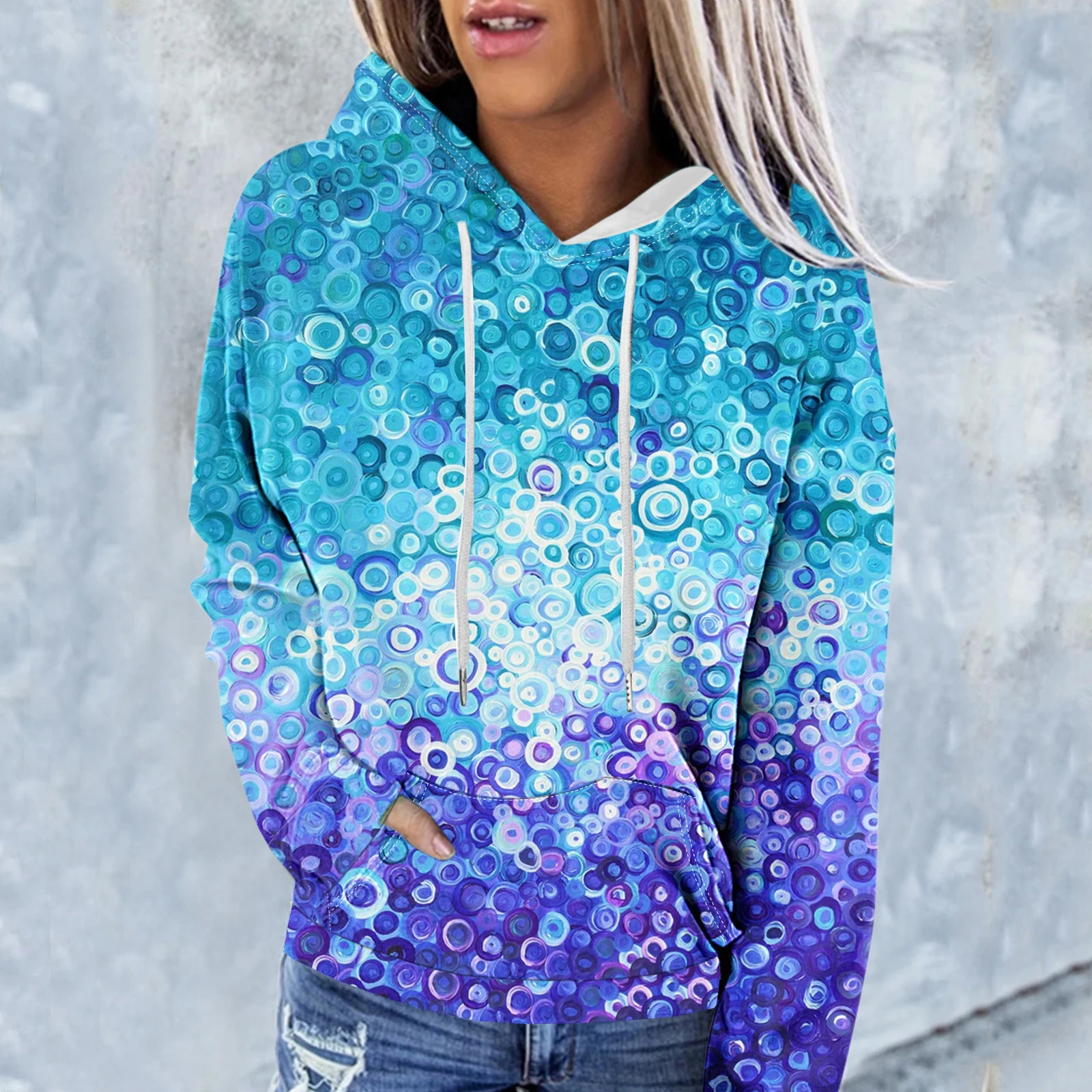 Plus Size Women's Hooded Sweatshirt Polka Dot Print Hooded Sweatshirt, with Pockets
Plus Size Women's Hooded Sweatshirt Polka Dot Print Hooded Sweatshirt, with Pockets