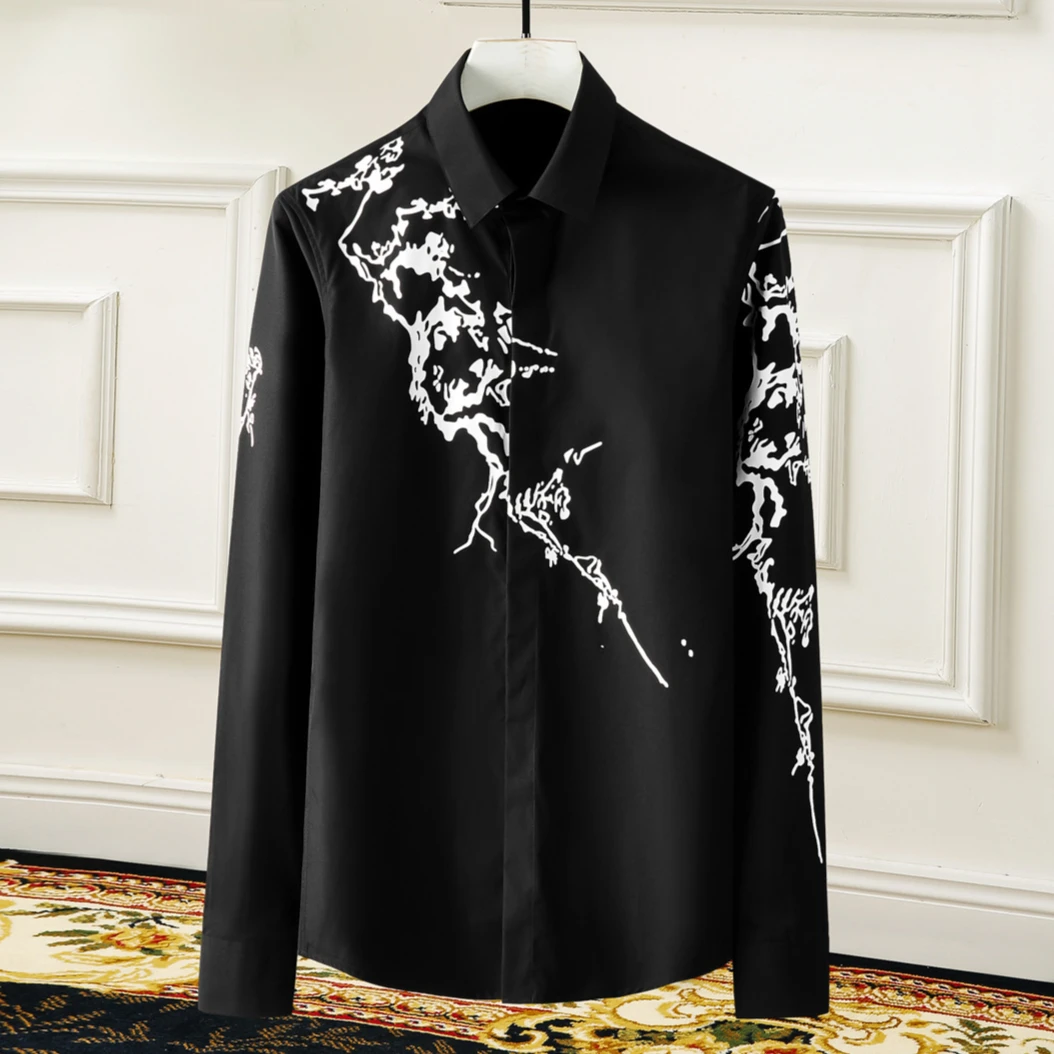 Chinese Style Plum Blossom Printed Long Sleeved Shirt Men High Quality Casual Business Shirt Cotton Social Streetwear Clothing
Chinese Style Plum Blossom Printed Long Sleeved Shirt Men High Quality Casual Business Shirt Cotton Social Streetwear Clothing