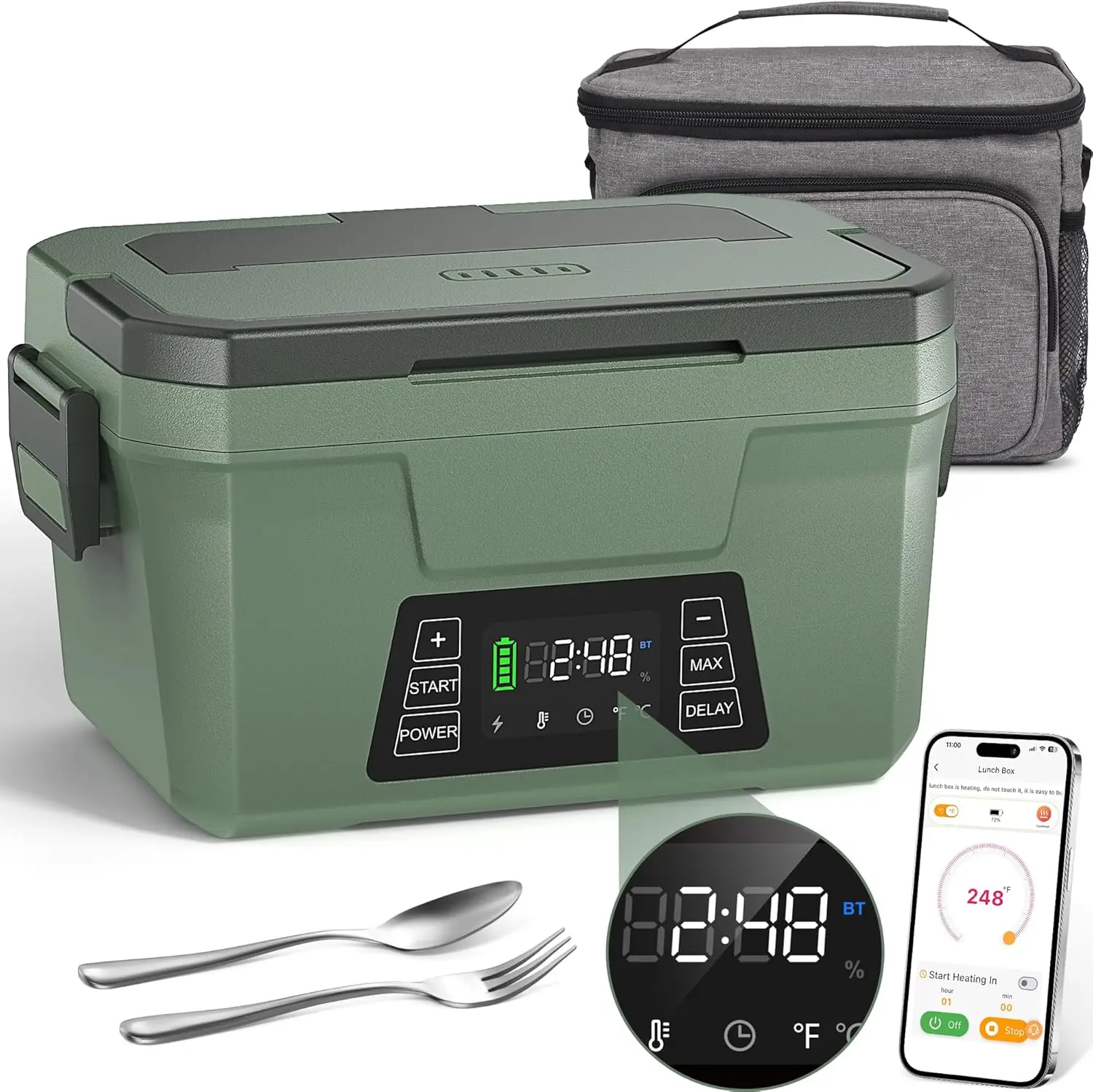 Rechargeable Heated Lunch Box with Scheduled Heating, Portable Food Warmer for Adults, Christmas Gifts
Rechargeable Heated Lunch Box with Scheduled Heating, Portable Food Warmer for Adults, Christmas Gifts