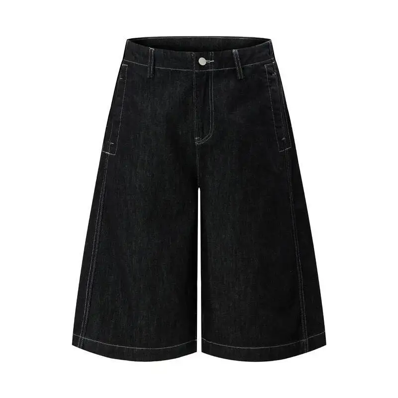Summer New Men's Denim Shorts Black Raw Denim Contrast Stitch Loose Wide Leg Casual Streetwear Cropped Mid-Calf Jeans
Summer New Men's Denim Shorts Black Raw Denim Contrast Stitch Loose Wide Leg Casual Streetwear Cropped Mid-Calf Jeans