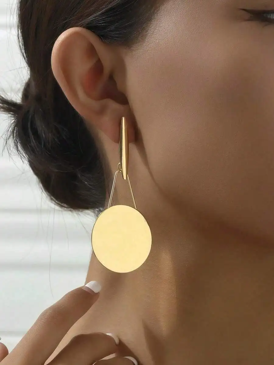 1pair New Style Large Round Disc Dangle Earrings, & Stylish, Exaggerated European & American Long Tassel Ear Accessories, For Women
1pair New Style Large Round Disc Dangle Earrings, & Stylish, Exaggerated European & American Long Tassel Ear Accessories, For Women