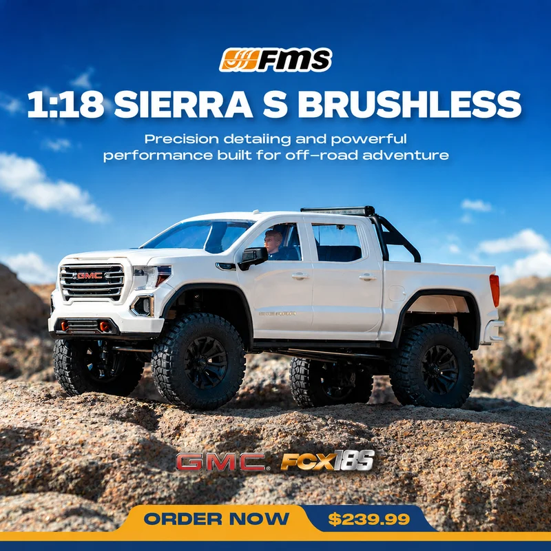 FMS FCX18 1/18 GMC Sierra 2019 Licensed Brushless RC Crawler Truck 4WD Portal Axles Off-Road Climbing Car RTR
FMS FCX18 1/18 GMC Sierra 2019 Licensed Brushless RC Crawler Truck 4WD Portal Axles Off-Road Climbing Car RTR