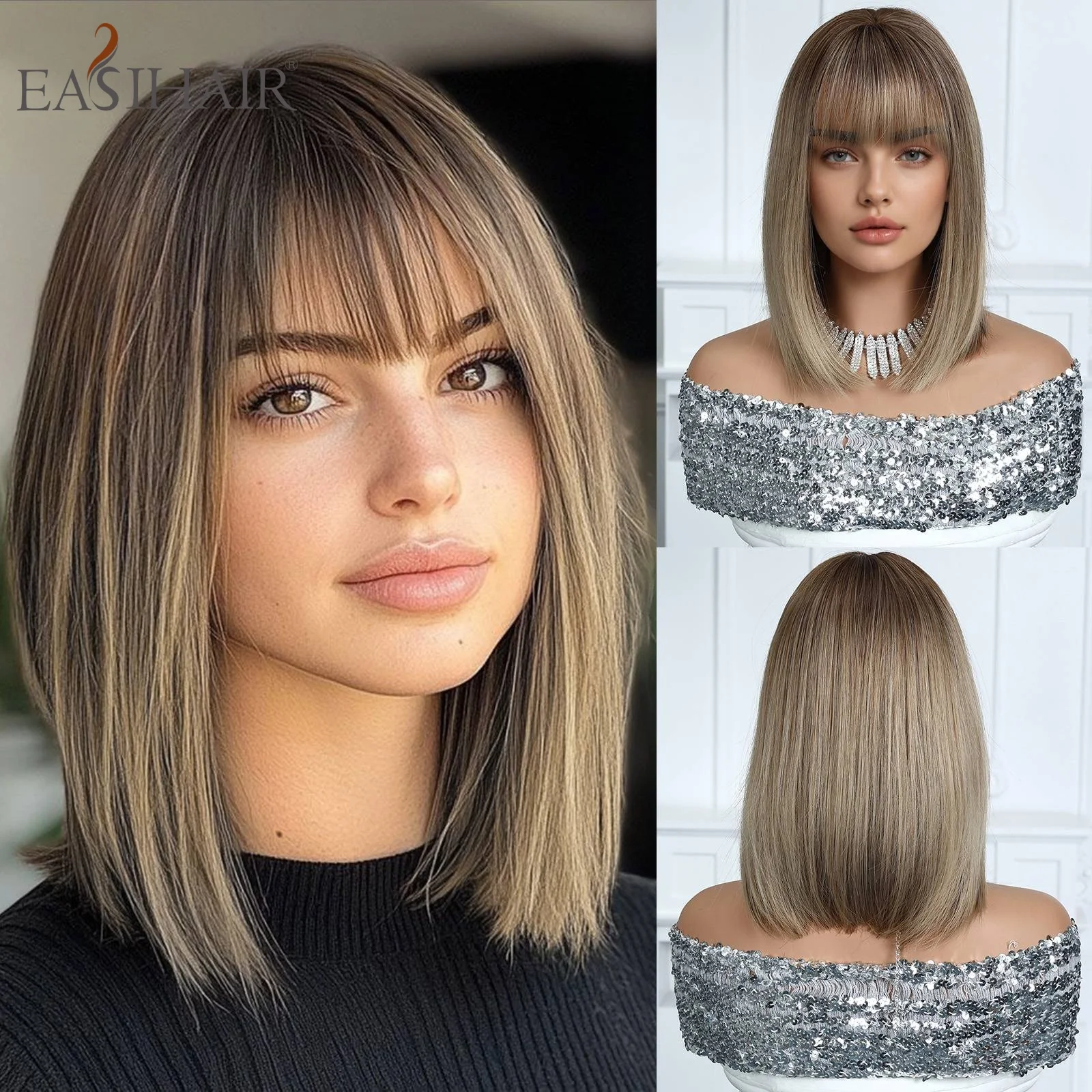 Short Bob Wig with Full Bangs Straight Layered Cut Ash Blonde Synthetic Heat Resistant Fiber Natural Hairline for Women Daily
Short Bob Wig with Full Bangs Straight Layered Cut Ash Blonde Synthetic Heat Resistant Fiber Natural Hairline for Women Daily