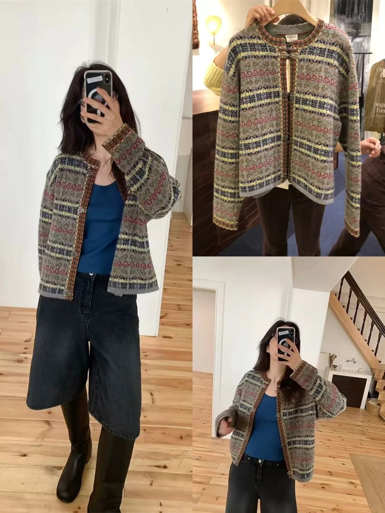 Свободный крой, круглый вязаный кардиган, женский этнический винтажный теплый длинный свитер свека, пальто на пуговицах, повседневная верхняя одежда
Свободный крой, круглый вязаный кардиган, женский этнический винтажный теплый длинный свитер свека, пальто на пуговицах, повседневная верхняя одежда