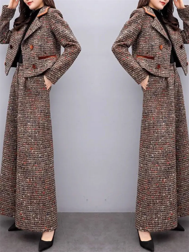 Wide Leg Pants Set 2025 Autumn Winter Trendy Short Jacket And Trousers Two Piece Suit Office Ladies Business Wear Outfits G018
Wide Leg Pants Set 2025 Autumn Winter Trendy Short Jacket And Trousers Two Piece Suit Office Ladies Business Wear Outfits G018