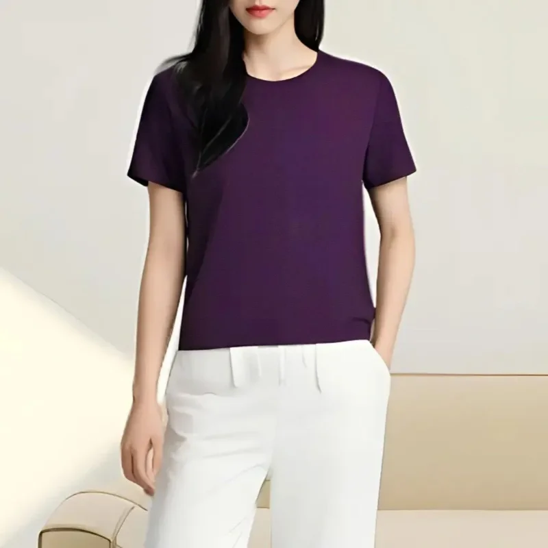 Elegant Solid Cotton T-shirt Women Crew Neck Short Sleeve Elastic Slim Fit Breathable Daily Inner Top
Elegant Solid Cotton T-shirt Women Crew Neck Short Sleeve Elastic Slim Fit Breathable Daily Inner Top