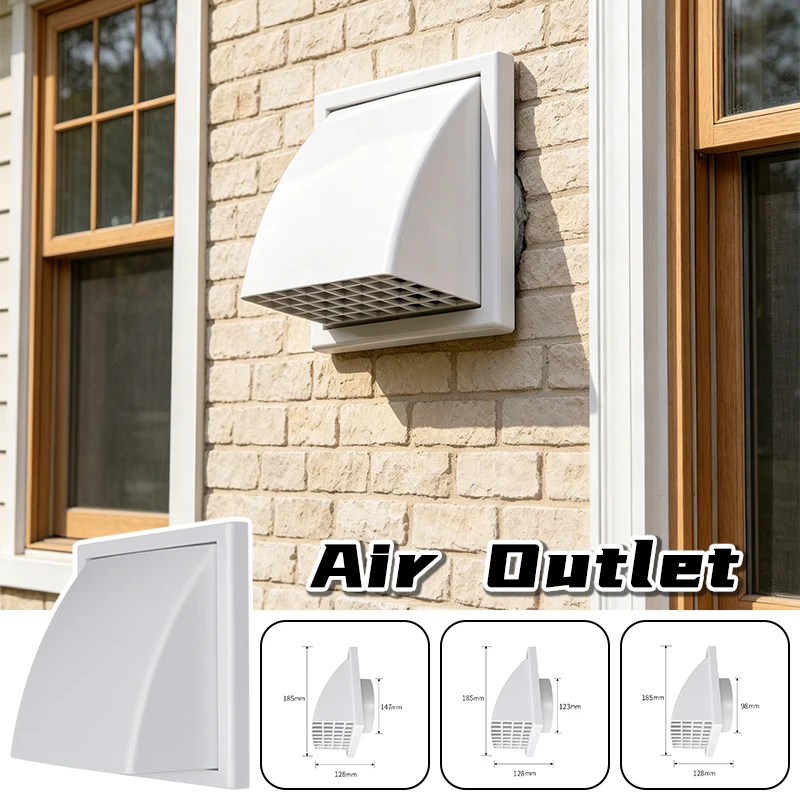ABS Exterior Wall Vent Cover With Non-Return Valve, Weatherproof Ventilation Grille for Range Hood Kitchen Bathroom Exhaust Duct
ABS Exterior Wall Vent Cover With Non-Return Valve, Weatherproof Ventilation Grille for Range Hood Kitchen Bathroom Exhaust Duct