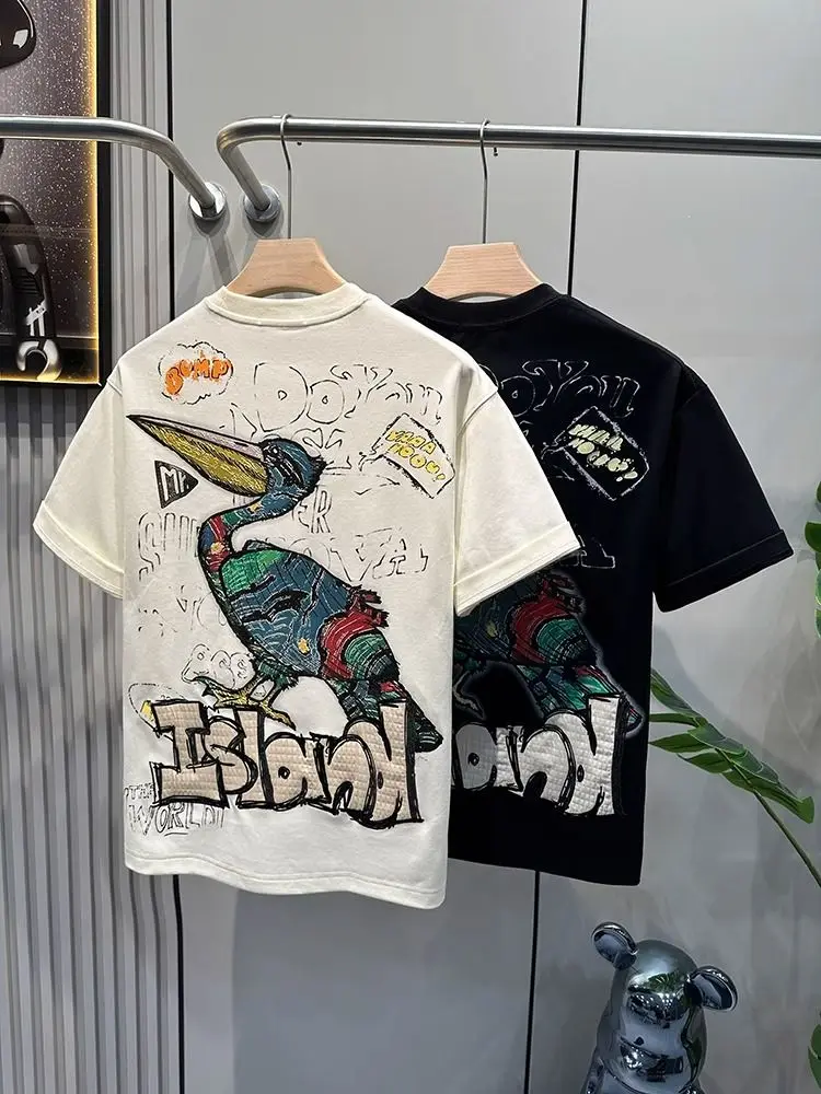 Модная брендовая футболка с короткими рукавами и граффити pelican, мужская летняя уличная свободная универсальная футболка с половиной рукавов
Модная брендовая футболка с короткими рукавами и граффити pelican, мужская летняя уличная свободная универсальная футболка с половиной рукавов