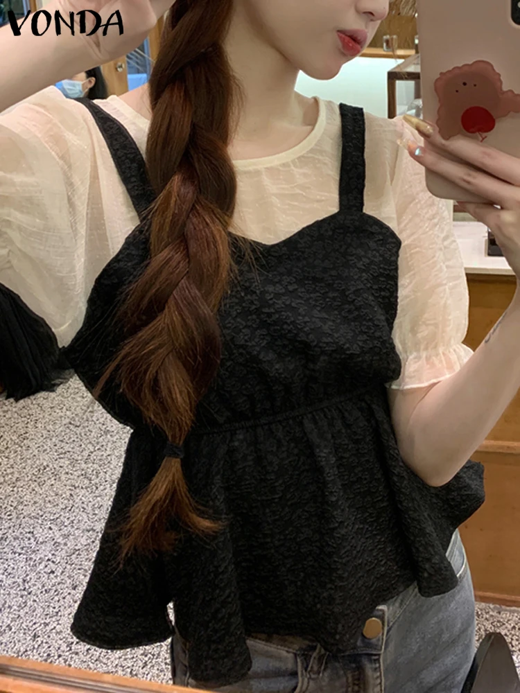 VONDA Women Lace Blouses 2024 Summer Puff Short Sleeve Patchwork Holiday Tops Casual Round Neck Blusas Well Fitting Tunics
VONDA Women Lace Blouses 2024 Summer Puff Short Sleeve Patchwork Holiday Tops Casual Round Neck Blusas Well Fitting Tunics