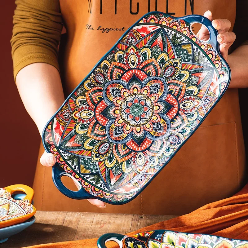 Bohemian binaural fish plate household steamed fish plate ceramic Internet celebrity large rectangular fish plate dinner
Bohemian binaural fish plate household steamed fish plate ceramic Internet celebrity large rectangular fish plate dinner