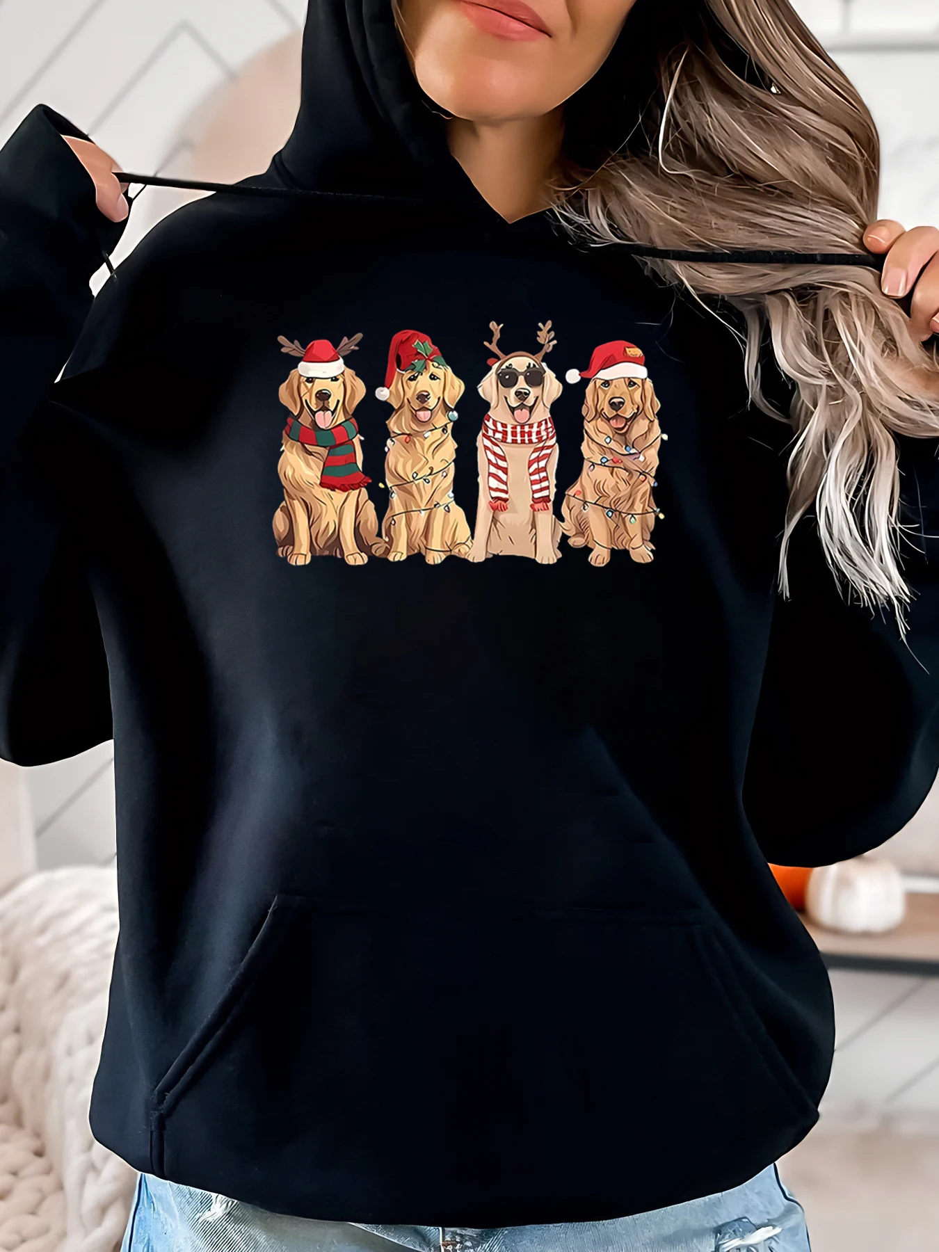 Рождественская праздничная толстовка с принтом собак, женская повседневная одежда, наряд для вечеринки, черный, больших размеров
Рождественская праздничная толстовка с принтом собак, женская повседневная одежда, наряд для вечеринки, черный, больших размеров