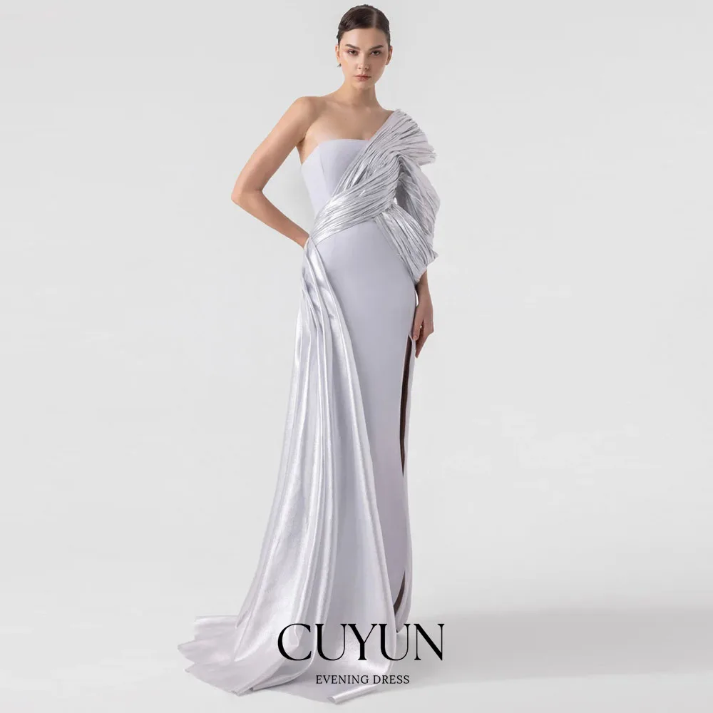 CUYUN плиссированное вечернее платье на одно плечо по индивидуальному заказу 2026, серебристые длинные платья для выпускного вечера с высоким разрезом, вечерние платья для ужина
CUYUN плиссированное вечернее платье на одно плечо по индивидуальному заказу 2026, серебристые длинные платья для выпускного вечера с высоким разрезом, вечерние платья для ужина