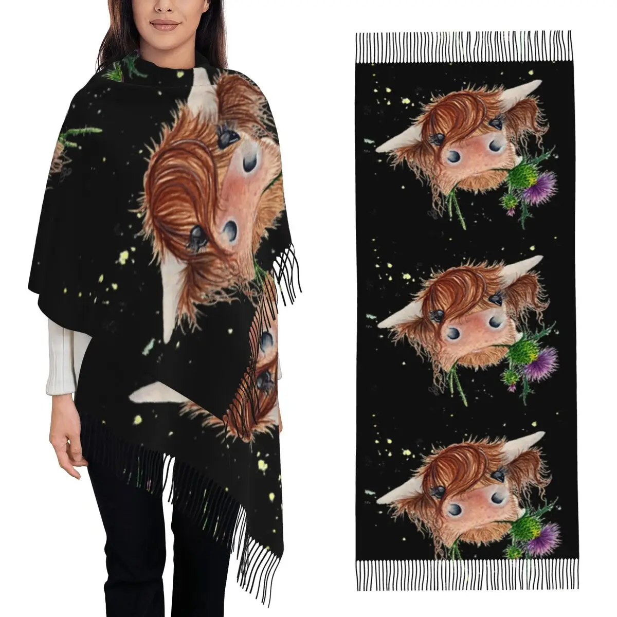 Scottish Highland Cow Scarf Tassel Scarves Women Soft Warm Shawls and Wraps Large Fall Winter Shawl Wrap
Scottish Highland Cow Scarf Tassel Scarves Women Soft Warm Shawls and Wraps Large Fall Winter Shawl Wrap