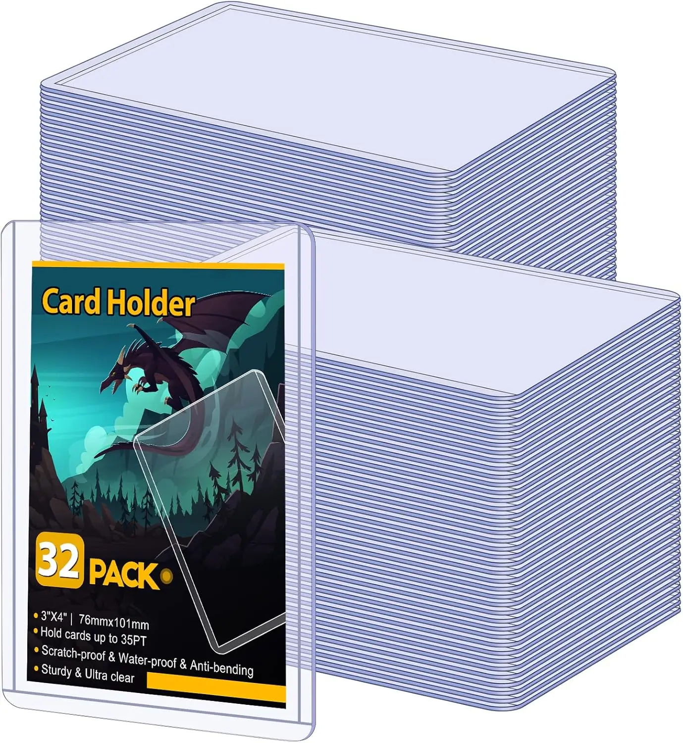 32 Count Card Sleeves Hard Plastic, 35PT Rigid Card Holder 3" x 4" for Baseball Football Trading Sports Cards, Clear Protective
32 Count Card Sleeves Hard Plastic, 35PT Rigid Card Holder 3" x 4" for Baseball Football Trading Sports Cards, Clear Protective
