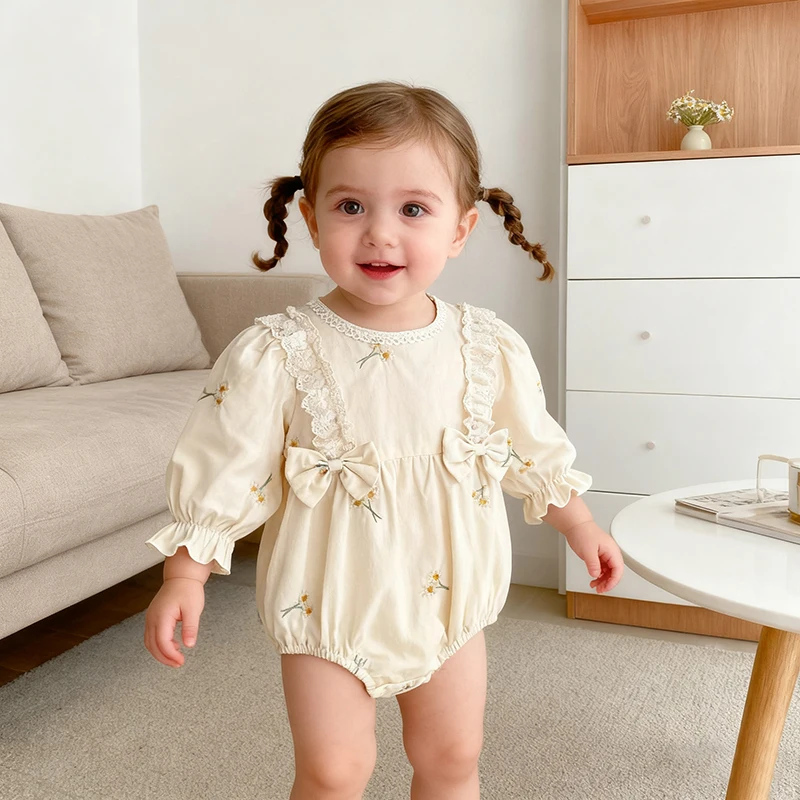 Осенние белые мягкие хлопковые комбинезоны для маленьких девочек, весенняя одежда с длинными рукавами для новорожденных девочек, комбинезон с бантом, вышитая одежда для младенцев
Осенние белые мягкие хлопковые комбинезоны для маленьких девочек, весенняя одежда с длинными рукавами для новорожденных девочек, комбинезон с бантом, вышитая одежда для младенцев