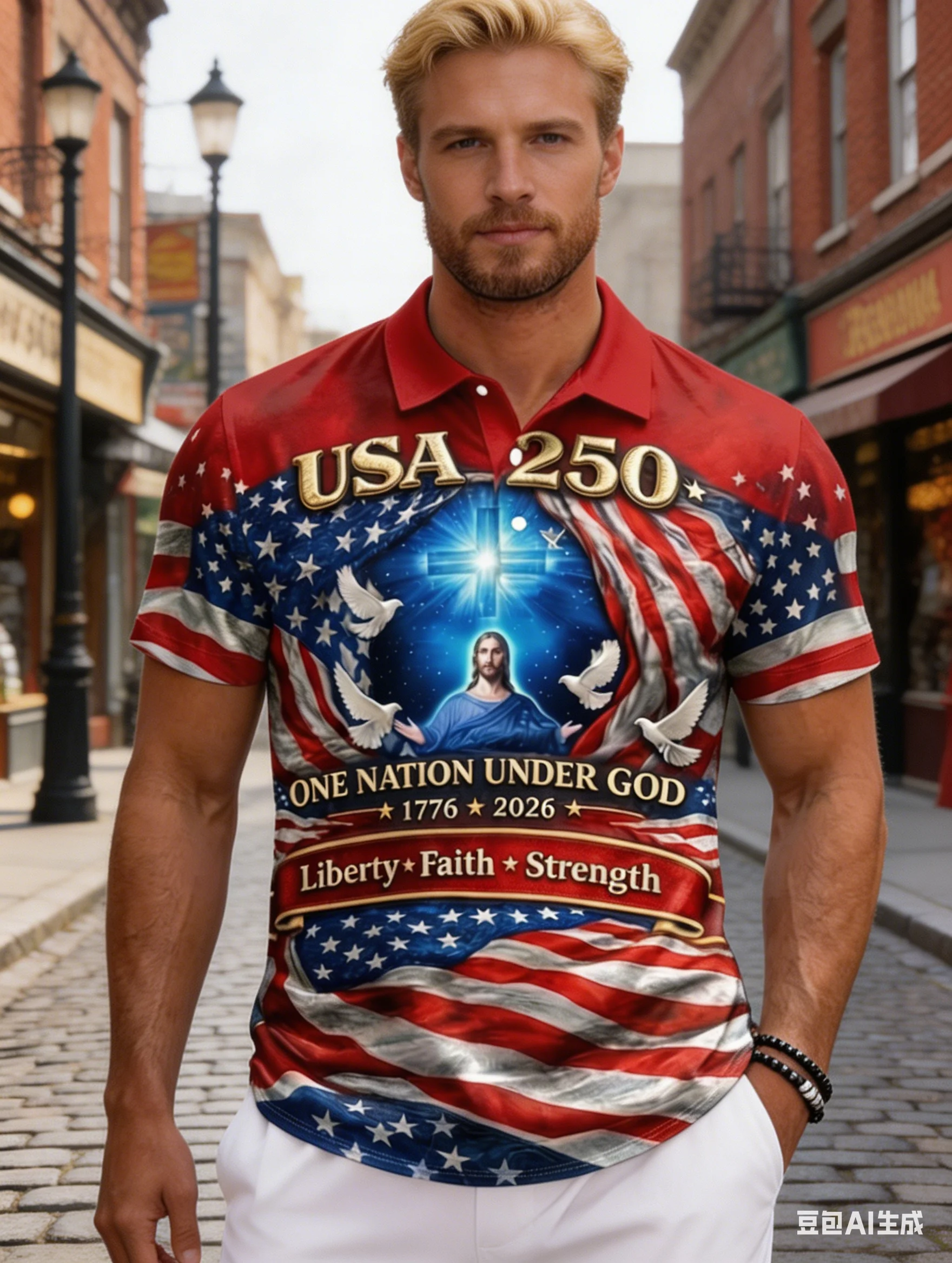 Men's USA 250th Anniversary Polo Shirt 3D Print One Nation Under God Jesus Dove USA Flag Patriotic Short Sleeve Top
Men's USA 250th Anniversary Polo Shirt 3D Print One Nation Under God Jesus Dove USA Flag Patriotic Short Sleeve Top