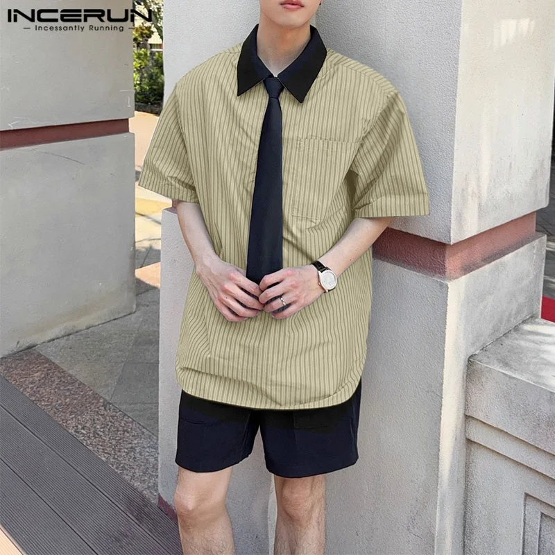 INCERUN Men Sets Striped Patchwork Lapel Short Sleeve Shirt & Shorts 2PCS Streetwear 2025 Oversize Fashion Men's Casual Suits
INCERUN Men Sets Striped Patchwork Lapel Short Sleeve Shirt & Shorts 2PCS Streetwear 2025 Oversize Fashion Men's Casual Suits