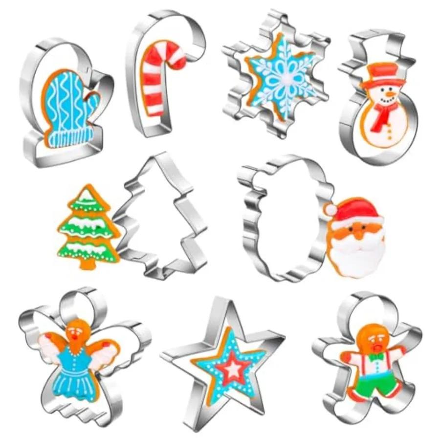 Christmas Cookie Cutters Set of 9 Pieces Metal Shapes for Winter Holiday including Christmas Tree Snowflake Gingerbread Men Ang
Christmas Cookie Cutters Set of 9 Pieces Metal Shapes for Winter Holiday including Christmas Tree Snowflake Gingerbread Men Ang