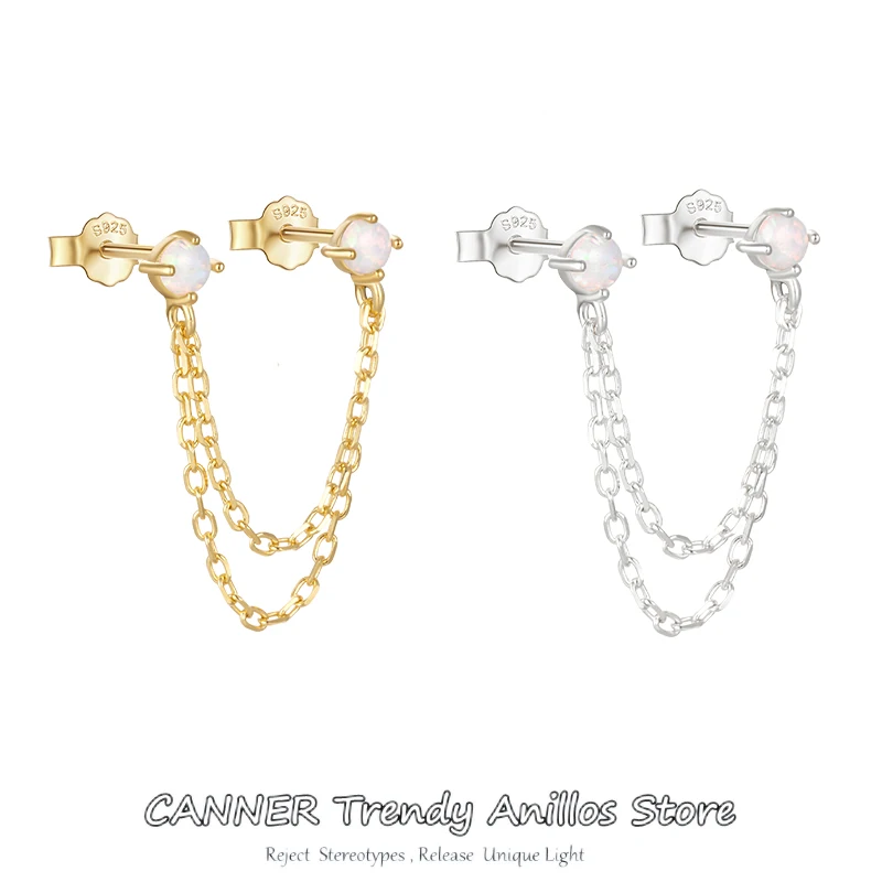 CANNER 925 Sterling Silver Beautiful Opal Double Chain Stud Earring For Women Plata 925 Ear Studs Cartilage Earring Fine Jewelry
CANNER 925 Sterling Silver Beautiful Opal Double Chain Stud Earring For Women Plata 925 Ear Studs Cartilage Earring Fine Jewelry