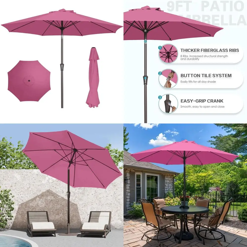 Push Button Tilt & Crank Outdoor Patio Umbrella with 8 Ribs, UV Protection for Pool, Backyard, Garden, Deck
Push Button Tilt & Crank Outdoor Patio Umbrella with 8 Ribs, UV Protection for Pool, Backyard, Garden, Deck