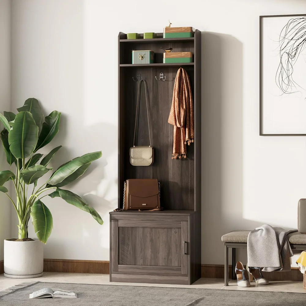 Narrow Hall Tree with Shoe Storage Bench, Rustic Entryway Bench with Coat Rack, Accent Coat Tree with Storage Shelves
Narrow Hall Tree with Shoe Storage Bench, Rustic Entryway Bench with Coat Rack, Accent Coat Tree with Storage Shelves