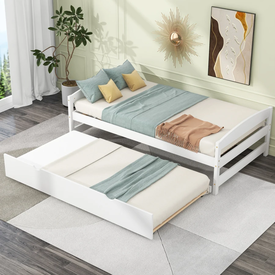 Twin Size Platform Bed with Twin Size Trundle White
Twin Size Platform Bed with Twin Size Trundle White