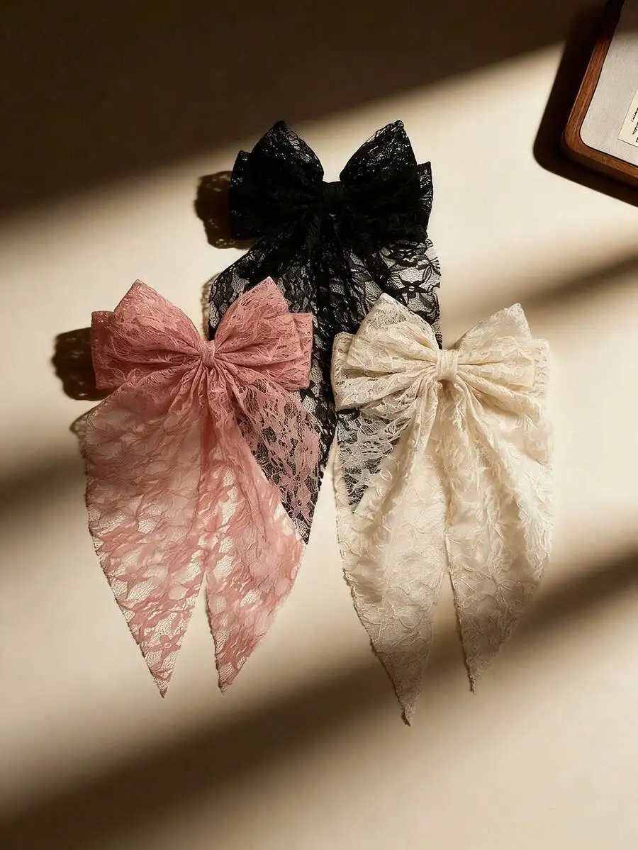 3pcs Womens Lace Bow Hair Clips, Elegant Long Ribbon Hair Accessories for Wedding Party Stage Performance
3pcs Womens Lace Bow Hair Clips, Elegant Long Ribbon Hair Accessories for Wedding Party Stage Performance