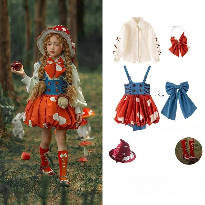Girls Little Red Hat Mushroom Lolita Long Dress Cute Plants Cosplay Costume Outing Clothes White Shirt Bow Tie Full Set Girl
Girls Little Red Hat Mushroom Lolita Long Dress Cute Plants Cosplay Costume Outing Clothes White Shirt Bow Tie Full Set Girl