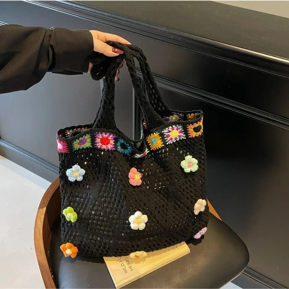 Hollow Out Crochet Flower Tote Bag Floral Trim Handmade Woven Shoulder Bag Ethnic Style Portable Women's Knitted Handbag
Hollow Out Crochet Flower Tote Bag Floral Trim Handmade Woven Shoulder Bag Ethnic Style Portable Women's Knitted Handbag