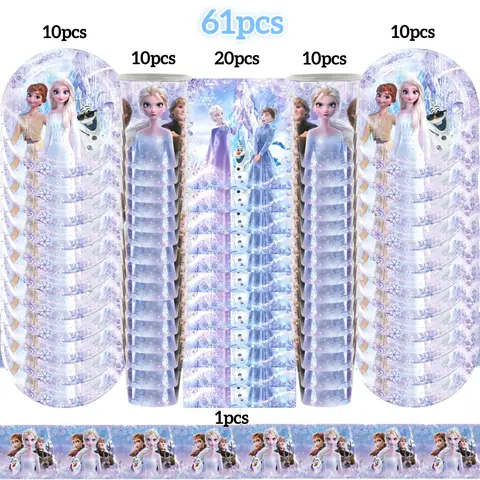 Frozen Elsa Princess Theme Birthday Party Supplies Decorations Birthdays Tableware Set Elsa Plates Cups Napkins Table Cloth Etc
