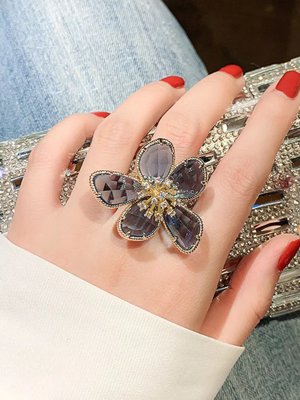 Exaggerated Crystal Flower Ring for Women Faionable Personali Design Open Finger Ring Sli Trendy Lady's Ring
Exaggerated Crystal Flower Ring for Women Faionable Personali Design Open Finger Ring Sli Trendy Lady's Ring