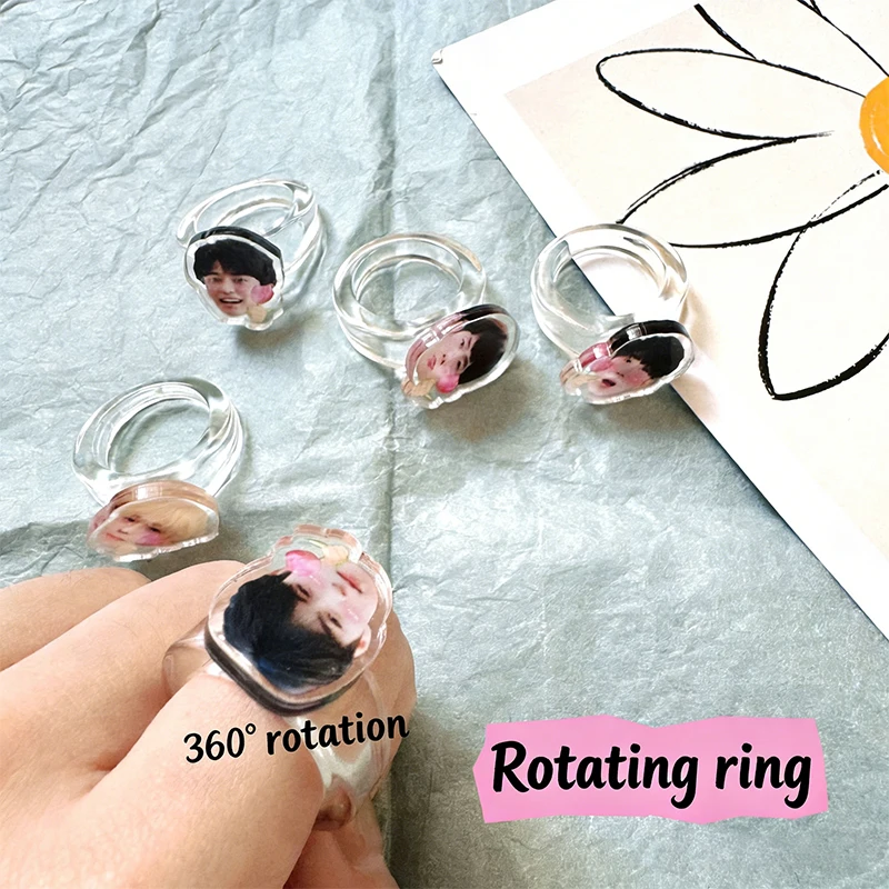 Funny Acrylic Custom Photo Head Rotating Rings Woman bague DIY Picture Personalized Items Transparent Acrylic Finger Ring
Funny Acrylic Custom Photo Head Rotating Rings Woman bague DIY Picture Personalized Items Transparent Acrylic Finger Ring