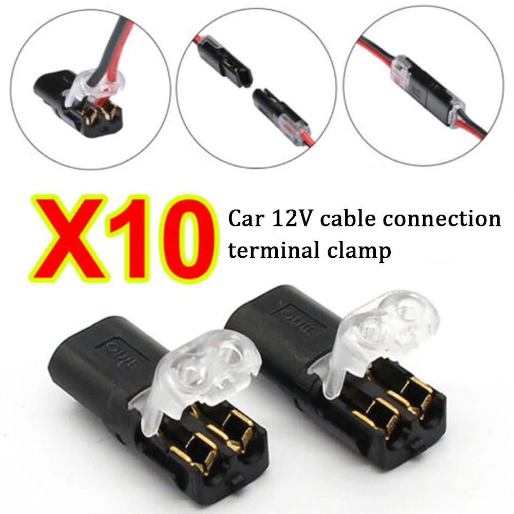 Clip Cable Clamp Terminal PVC 10A 10Pcs 12V Automatic Double Head 2.5KV 21.8*9.8*6.15mm 22AWG 2pin Car Connection
Clip Cable Clamp Terminal PVC 10A 10Pcs 12V Automatic Double Head 2.5KV 21.8*9.8*6.15mm 22AWG 2pin Car Connection
