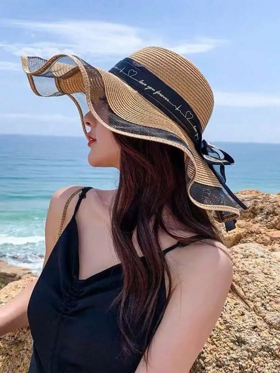 Women Wide Brim Straw Sun Hat With Bow Detail UPF 50 Beach Hat
Women Wide Brim Straw Sun Hat With Bow Detail UPF 50 Beach Hat