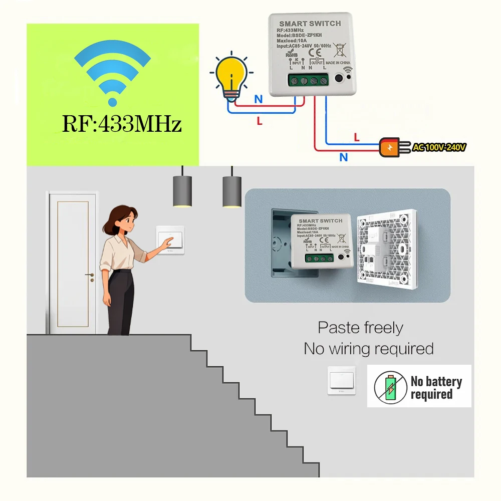 RF 433, самогенерирующийся беспроводной переключатель, 1 группа, 1 способ, батарея не требуется, водонепроницаемый выключатель с дистанционным управлением с автономным питанием 
RF 433, самогенерирующийся беспроводной переключатель, 1 группа, 1 способ, батарея не требуется, водонепроницаемый выключатель с дистанционным управлением с автономным питанием