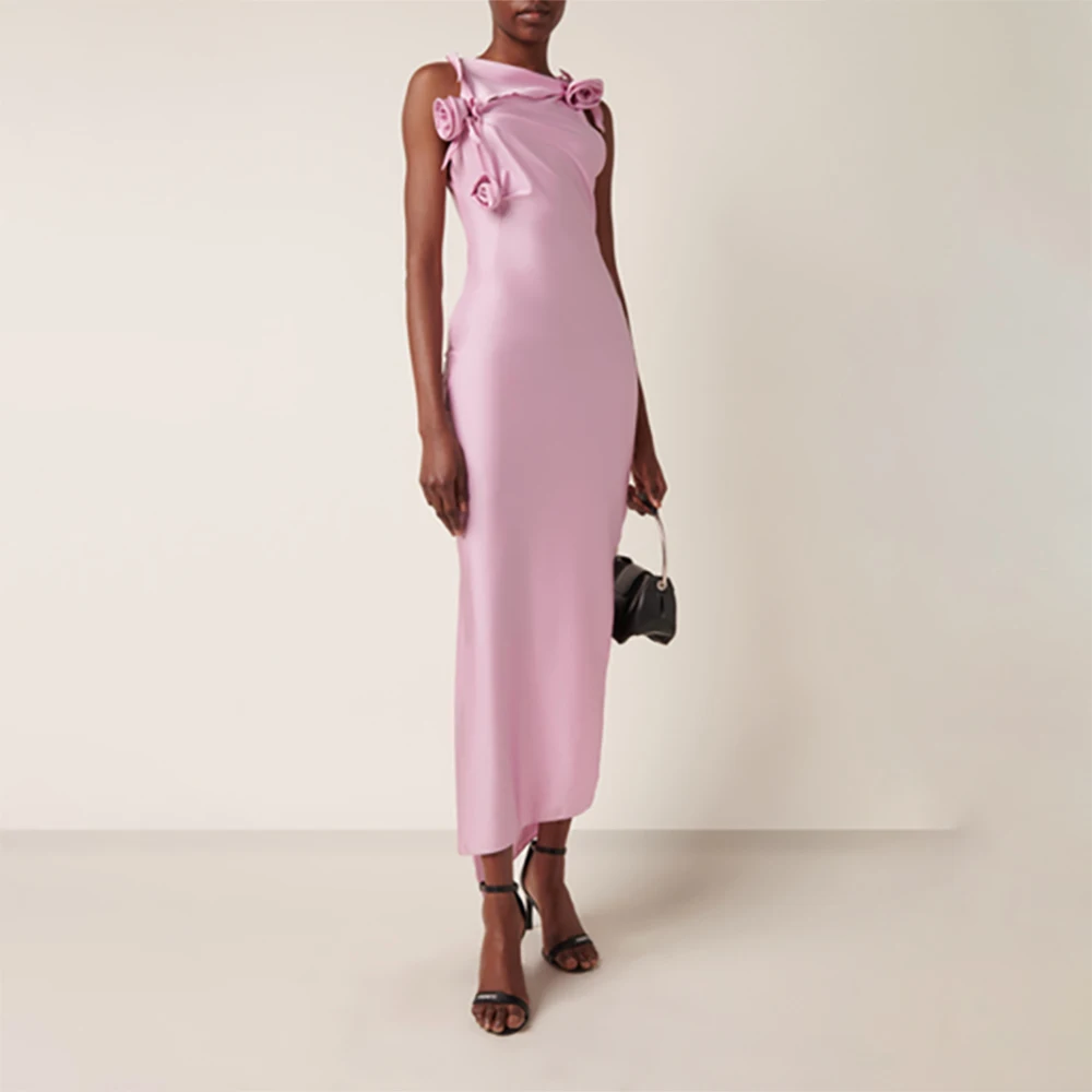 Elegant Pleated Evening Dress Floral Prom Party Cocktail Gown Pink Wedding Guest Formal Straight Tea Length Wedding Guest Dress
Elegant Pleated Evening Dress Floral Prom Party Cocktail Gown Pink Wedding Guest Formal Straight Tea Length Wedding Guest Dress