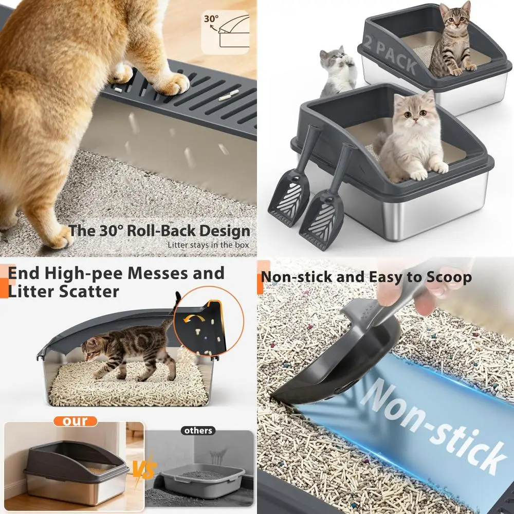 High-Sided Stainless Steel Litter Box with Lid for Small or Injured Cats, Bunny, Odor-Free, Non-Stick, Includes Scoop
High-Sided Stainless Steel Litter Box with Lid for Small or Injured Cats, Bunny, Odor-Free, Non-Stick, Includes Scoop