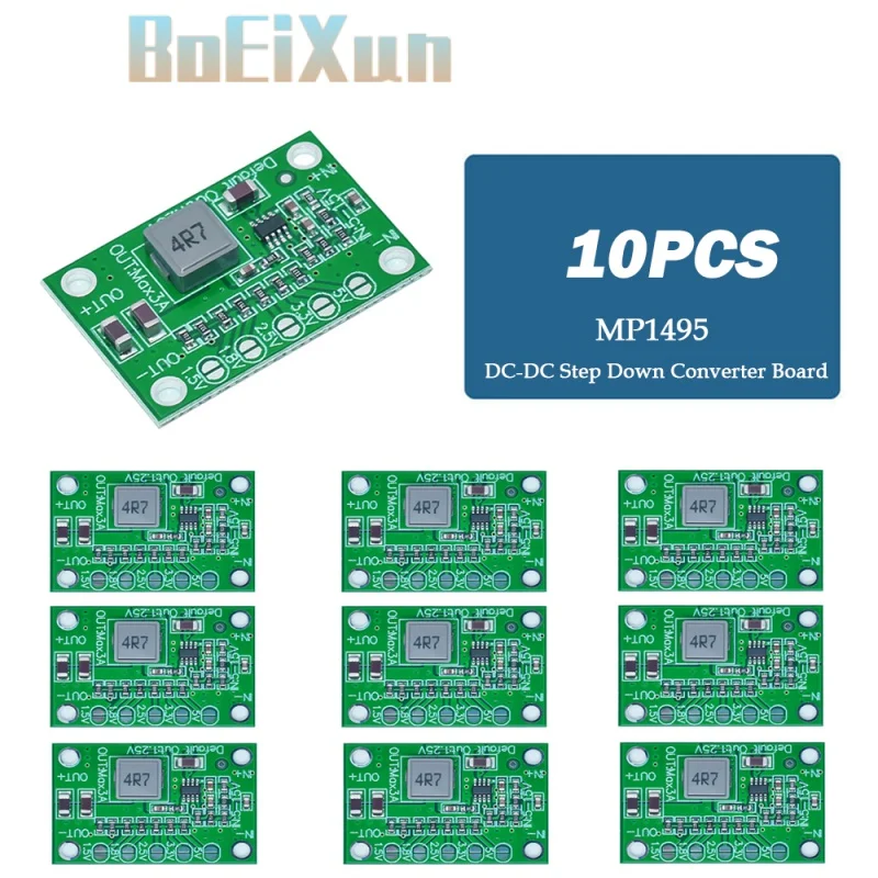 10pcs MP1495 DC-DC Step Down Converter Board 5-16V To 1.25V 1.5V 1.8V 2.5V 3.3V 5V 3A Adjustable Voltage Regulator Power Module
10pcs MP1495 DC-DC Step Down Converter Board 5-16V To 1.25V 1.5V 1.8V 2.5V 3.3V 5V 3A Adjustable Voltage Regulator Power Module
