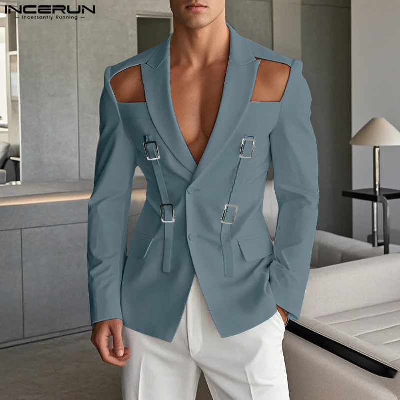Fashion Well Fitting Tops INCERUN Handsome Men Hollow Button Design Suit Coat Casual Clubwear Solid Long Sleeved Lace Up Blazers
Fashion Well Fitting Tops INCERUN Handsome Men Hollow Button Design Suit Coat Casual Clubwear Solid Long Sleeved Lace Up Blazers