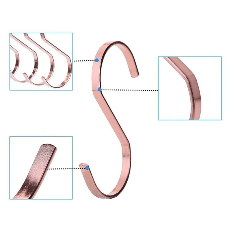 A64K 40-Pack 4 Inch Rose Gold Chrome Finish Steel Hanging Flat Hooks - S Shaped Hook Heavy-Duty S Hooks, For Kitchenware,Pots
A64K 40-Pack 4 Inch Rose Gold Chrome Finish Steel Hanging Flat Hooks - S Shaped Hook Heavy-Duty S Hooks, For Kitchenware,Pots