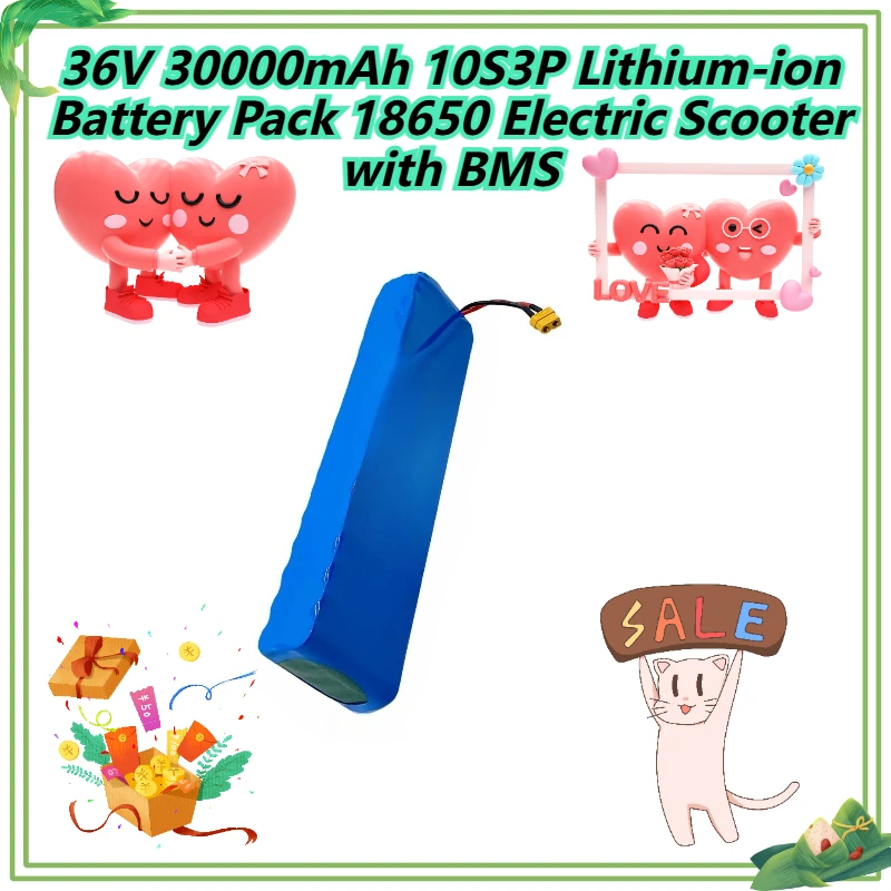 36V 30000mAh 10S3P Lithium-ion Battery Pack 18650 Electric Scooter with BMS
36V 30000mAh 10S3P Lithium-ion Battery Pack 18650 Electric Scooter with BMS