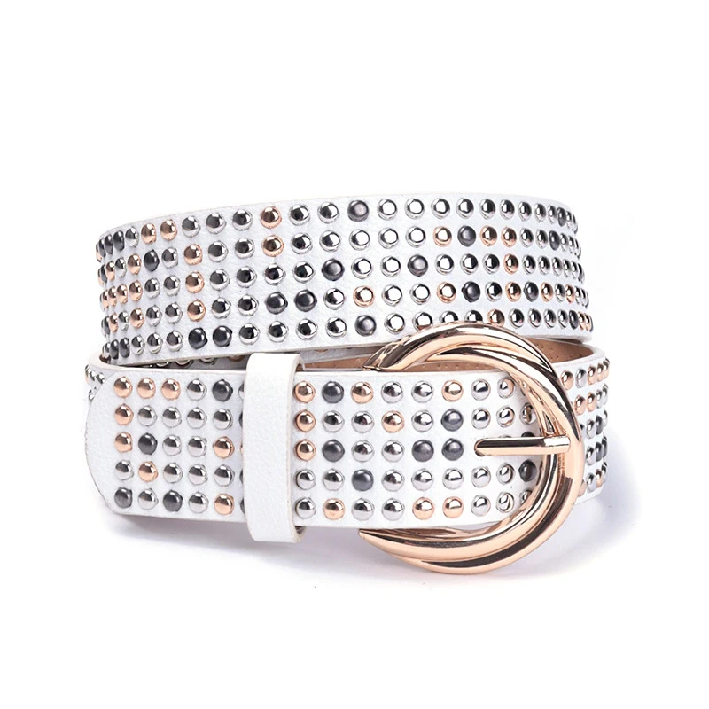 men casual punk rock round rivets belts black white soft leather belt pin buckle designer studded waistband women trendy strapon
men casual punk rock round rivets belts black white soft leather belt pin buckle designer studded waistband women trendy strapon
