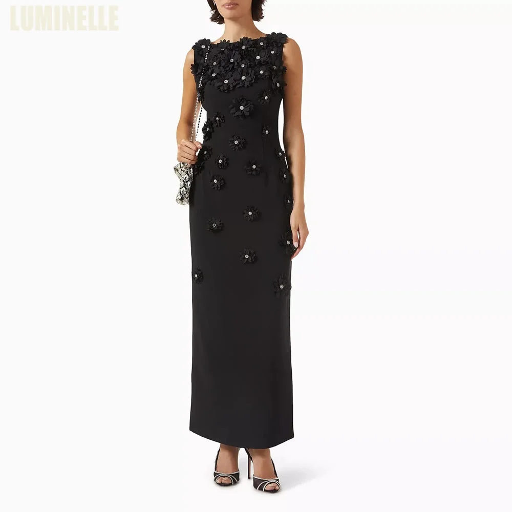 Black Appliques Evening Dresses for Women 2026 Crew Neck Straight Sleeveless Summer Party Dress with Back Slit Customized
Black Appliques Evening Dresses for Women 2026 Crew Neck Straight Sleeveless Summer Party Dress with Back Slit Customized