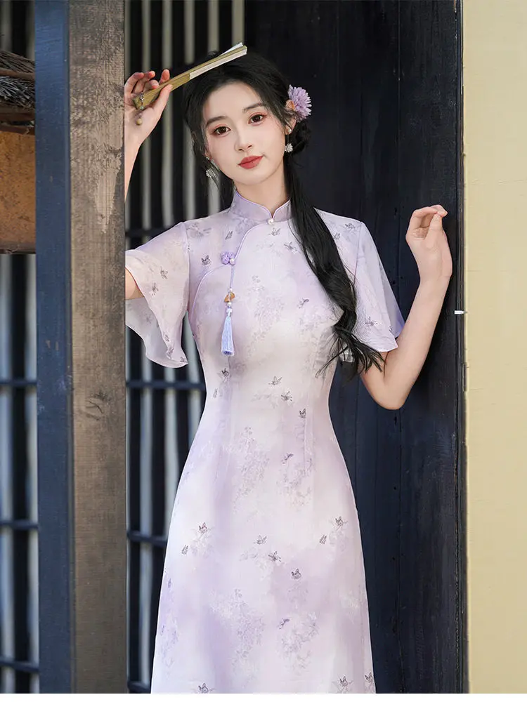 New Chinese Sle Purple Floral Sve Dr Young Sle Tea Costume Small Size Summer New Arrival
New Chinese Sle Purple Floral Sve Dr Young Sle Tea Costume Small Size Summer New Arrival