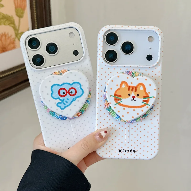 Korean Polka Dots Cute Cat Graffiti Magnetic Phone Case For iPhone 16 Pro 17 15 Pro Max Cover with Stand For Magsafe Hard Cases
Korean Polka Dots Cute Cat Graffiti Magnetic Phone Case For iPhone 16 Pro 17 15 Pro Max Cover with Stand For Magsafe Hard Cases