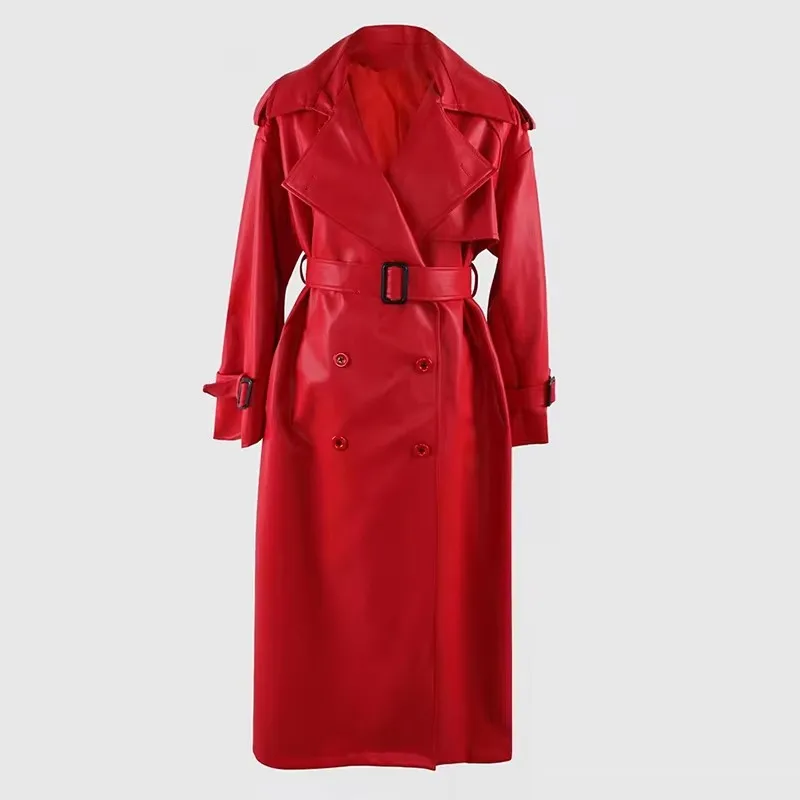 Mauroicardi Spring Autumn Long Oversized Black Pu Leather Trench Coat for Women Belt Double Breasted Loose Casual Korean Fashion
Mauroicardi Spring Autumn Long Oversized Black Pu Leather Trench Coat for Women Belt Double Breasted Loose Casual Korean Fashion