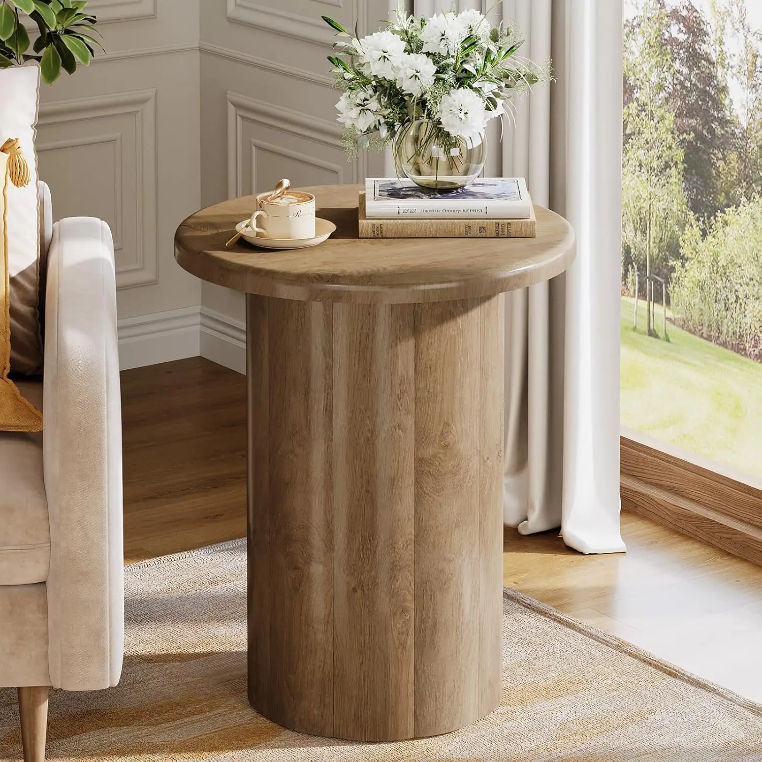 Round Side Table for Living Room, Farmhouse Small End Table with Fluted Base, 20-Inch Rustic Brown Nightstand,, Customized
Round Side Table for Living Room, Farmhouse Small End Table with Fluted Base, 20-Inch Rustic Brown Nightstand,, Customized