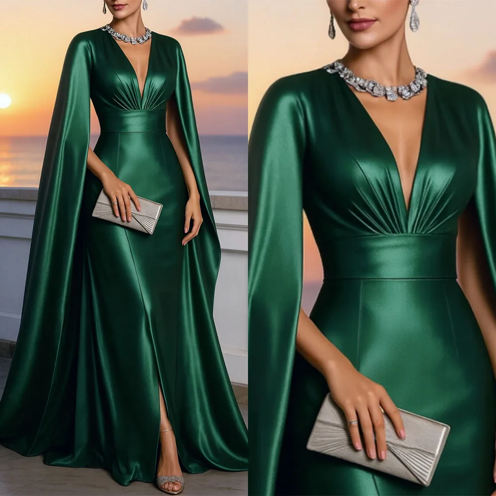 High Quality Customized V-neck Green Full Sleeves Floor Length Woman Vestidos Elegantes Para Mujer Para Una Boda فستان احمر Robe
High Quality Customized V-neck Green Full Sleeves Floor Length Woman Vestidos Elegantes Para Mujer Para Una Boda فستان احمر Robe