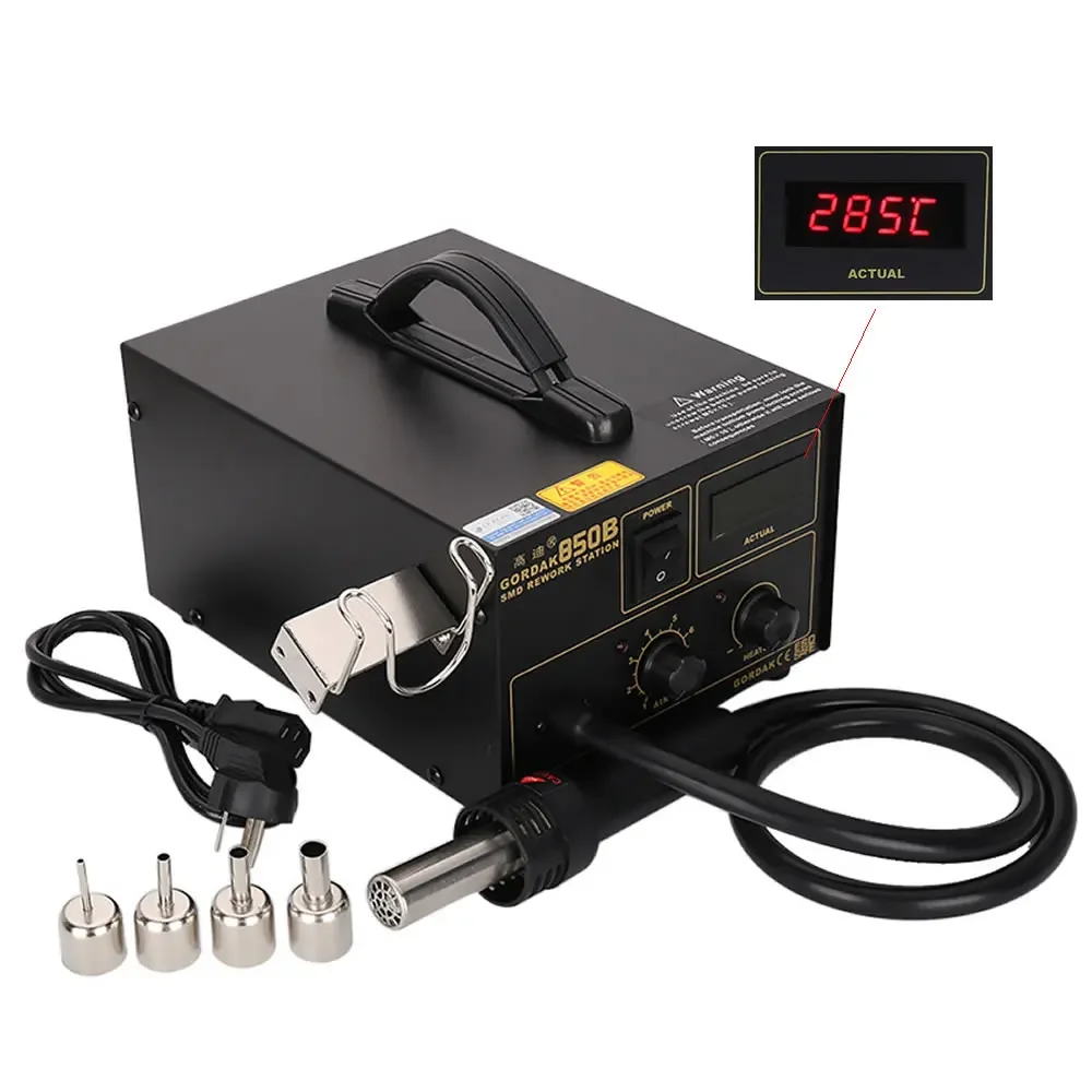 For GORDAK-850B Hot Air Gun Desoldering Station Air Pump Constant Temperature BGA Repair Tools SMD Soldering Rework Station 270W
For GORDAK-850B Hot Air Gun Desoldering Station Air Pump Constant Temperature BGA Repair Tools SMD Soldering Rework Station 270W