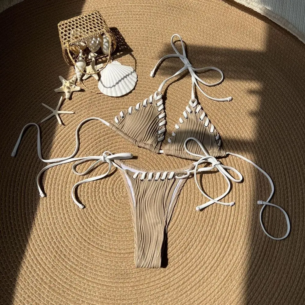 Sexy Wrinkled Bikini Two Piece Set Weave Braided Rope Bathing Suit Swimwear Women
Sexy Wrinkled Bikini Two Piece Set Weave Braided Rope Bathing Suit Swimwear Women
